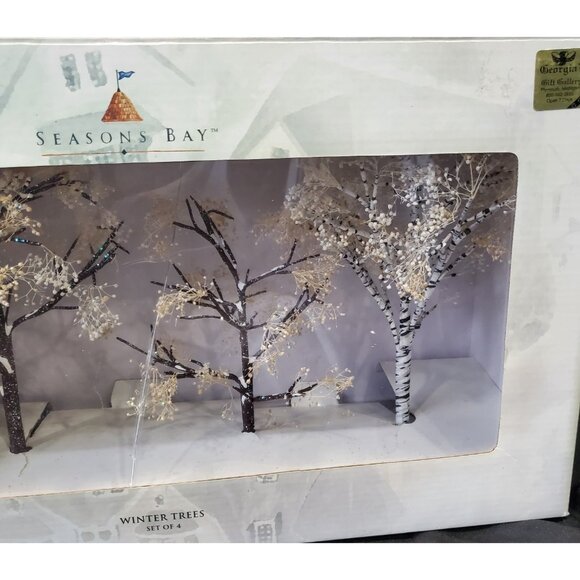 Dept 56 Seasons Bay 4 WINTER TREES Christmas Village accessory birch 53384 - Picture 5 of 12